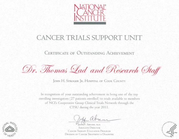 Chicago MBCCOP receives CTSU award for outstanding accrual in 2011 Chicago MBCCOP receives CTSU award for outstanding accrual in 2011