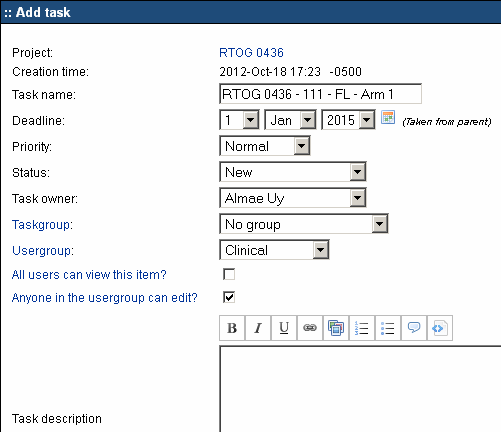 Chicago MBCCOP - WebCollab for project management in medical field - 02 - Create Task Chicago MBCCOP - WebCollab for project management in medical field - 02 - Create Task