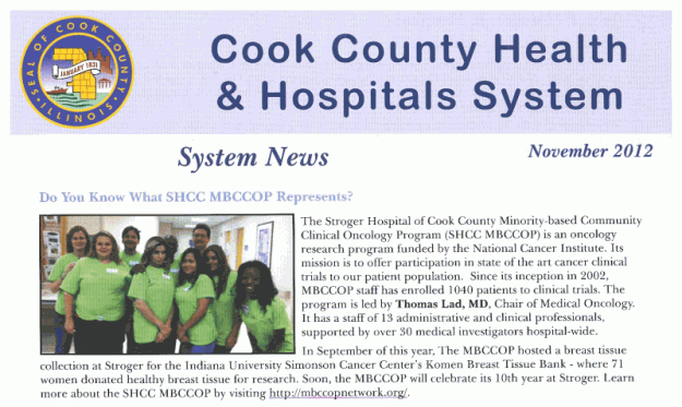 Cook County Health and Hospitals System Newsletter - November Cook County Health and Hospitals System Newsletter - November